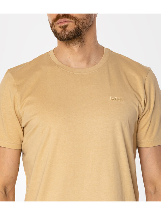 Lee Cooper Lee Cooper T-Shirt OBUTCH Beżowy Regular Fit