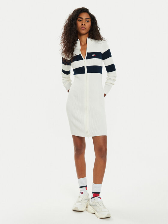 Tommy Jeans Tommy Jeans Φόρεμα υφασμάτινο Tjw Rwb Badge DW0DW18720 Εκρού Slim Fit