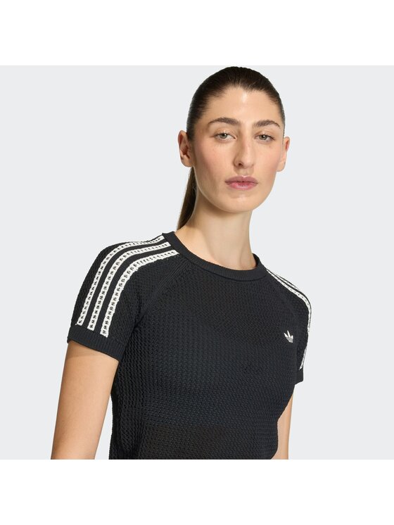 adidas adidas T-Shirt Knitted Crochet Cali KC6481 Μαύρο Slim Fit
