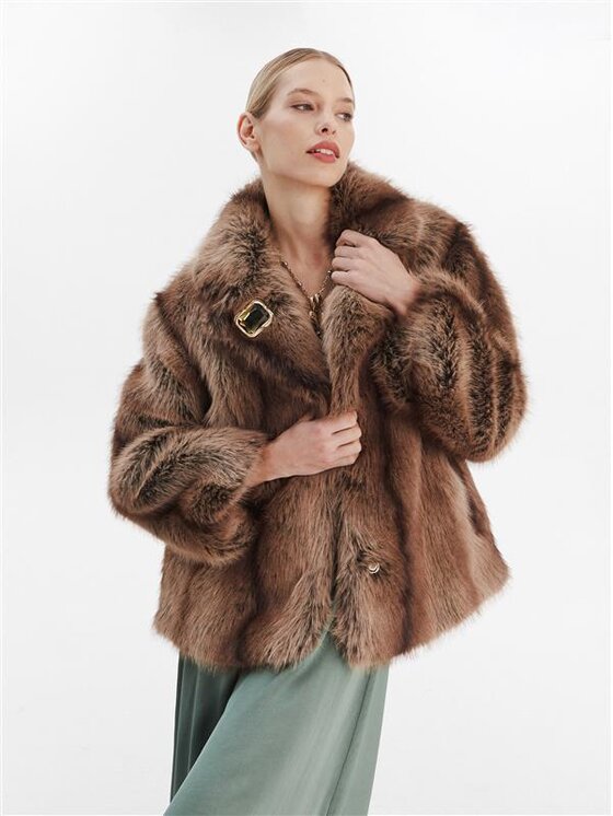 Dixie Dixie Кожено палто V330Y004A Кафяв Regular Fit