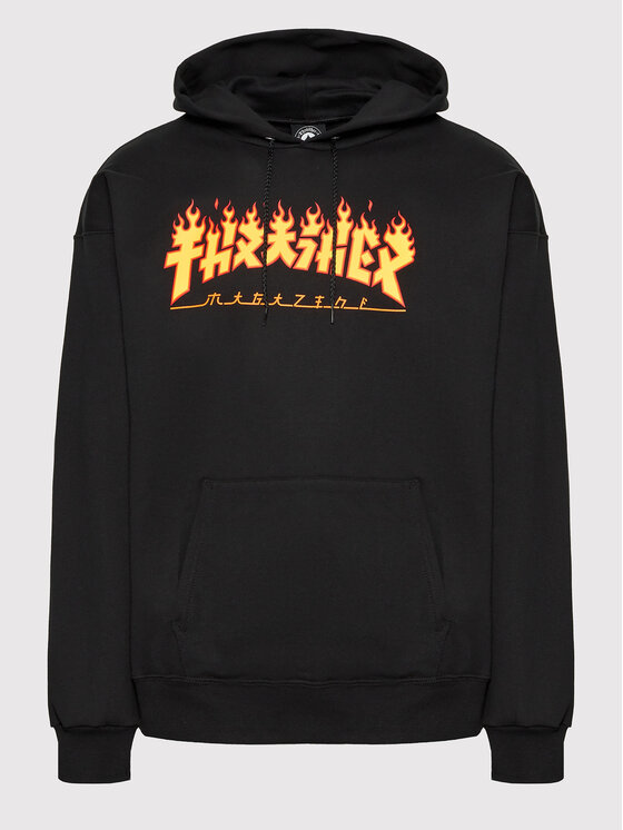 Thrasher Felpa Godzilla Flame Nero Regular Fit Modivo