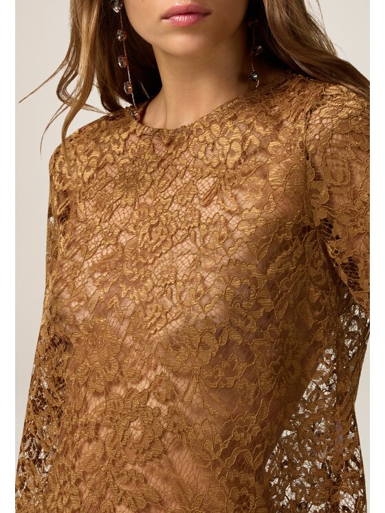 Oltre Oltre Bluzka 2096R003191N028 Brązowy Boxy Fit