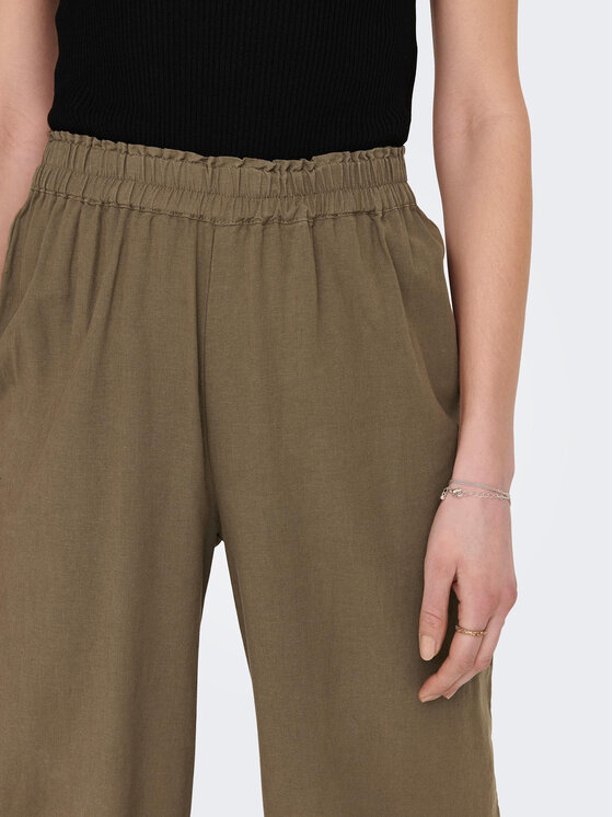 ONLY ONLY Kalhoty z materiálu Tokyo 15259590 Hnědá Straight Fit