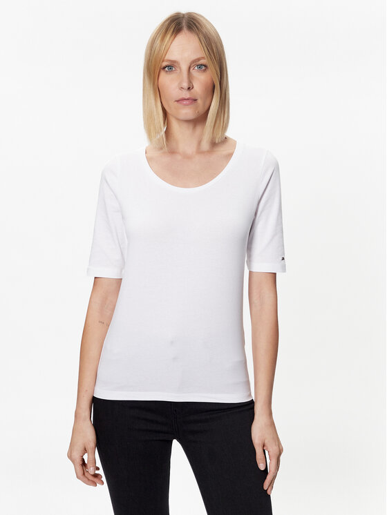 Tommy Hilfiger Tričko WW0WW37858 Biela Modern Fit