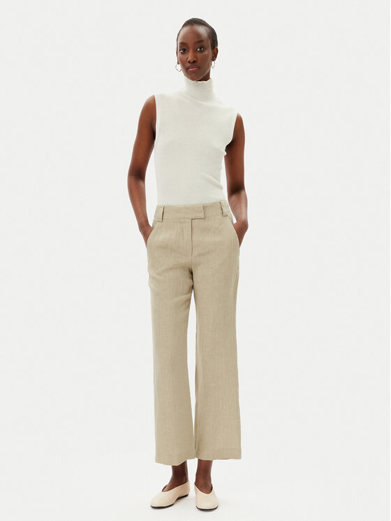 Marella Marella Kalhoty z materiálu Falco 2513131052200 Khaki Regular Fit