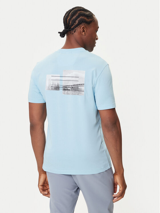 BOSS BOSS Tricou Photoprint 50545869 Albastru celest Relaxed Fit
