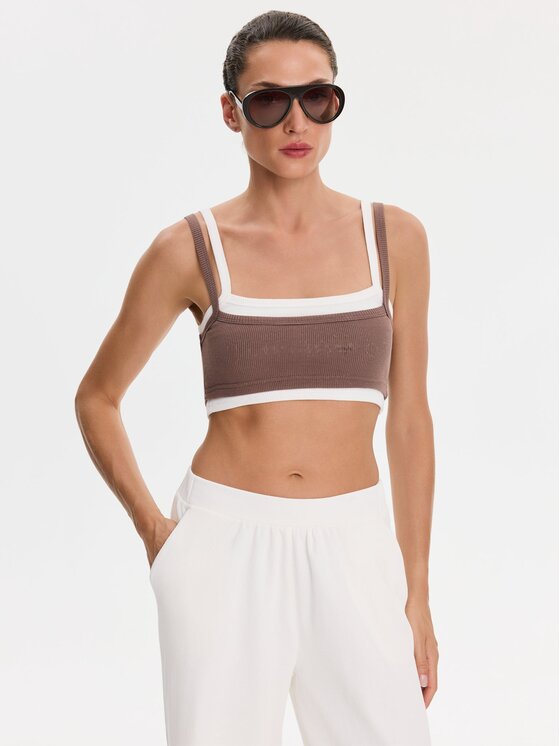 Nudyess Nudyess Spodnie materiałowe Canvas z prążka Kremowy Relaxed Fit