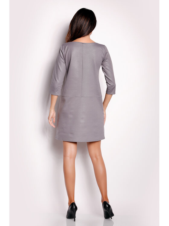 Awama Awama Úpletové šaty A153 Šedá Basic Fit
