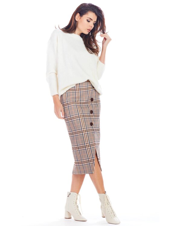 Awama Awama Spódnica A363 Brązowy Basic Fit