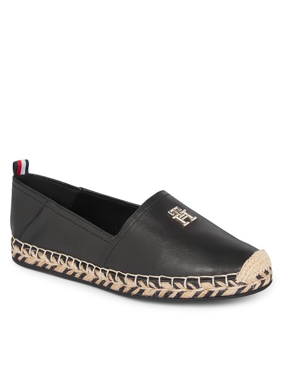 Tommy Hilfiger Tommy Hilfiger Espadrilės Th Leather Flat Espadrille FW0FW07720 Juoda