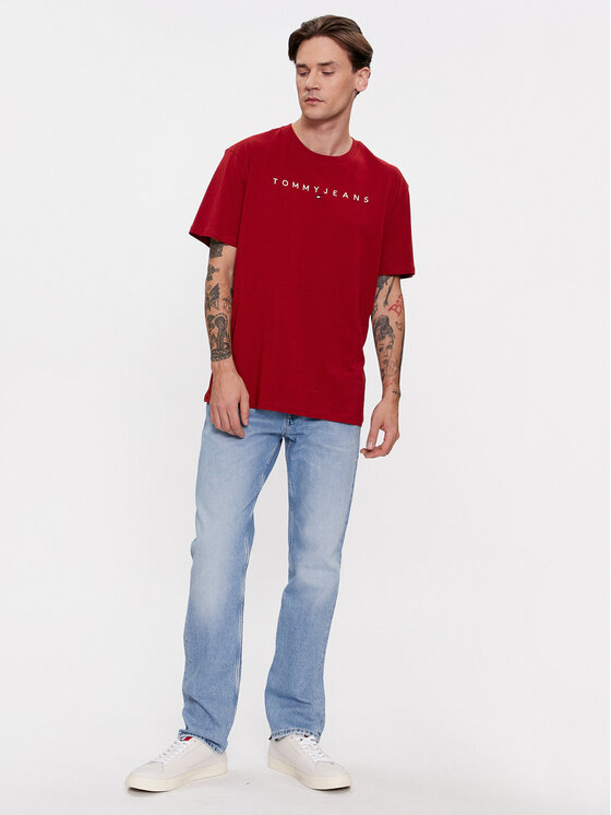 Tommy Jeans Tommy Jeans T-Shirt Linear Logo DM0DM17993 Červená Regular Fit
