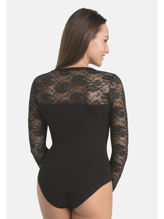 Teyli Teyli Body damskie koronkowe Darotte Czarny Regular Fit