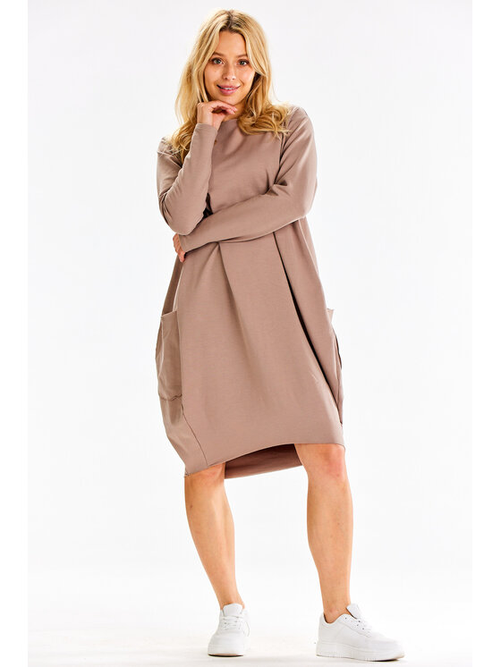 Infinite You Infinite You Sukienka dzianinowa M329 Brązowy Basic Fit