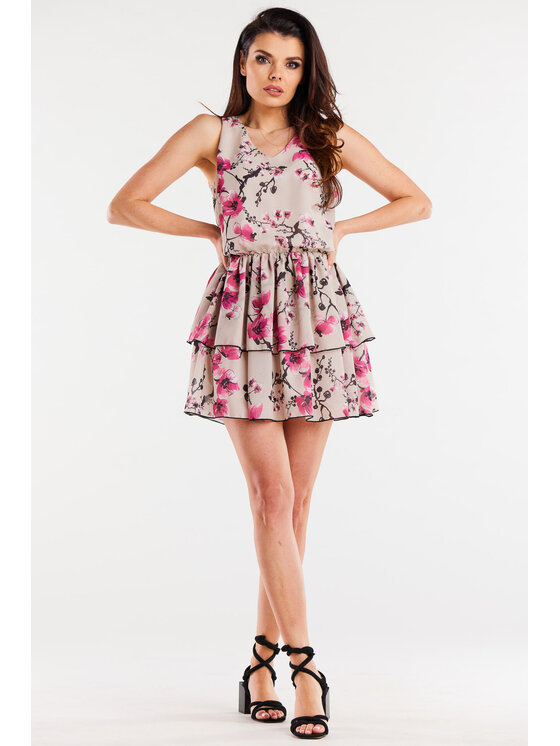 Awama Awama Sukienka letnia A501 Kolorowy Basic Fit