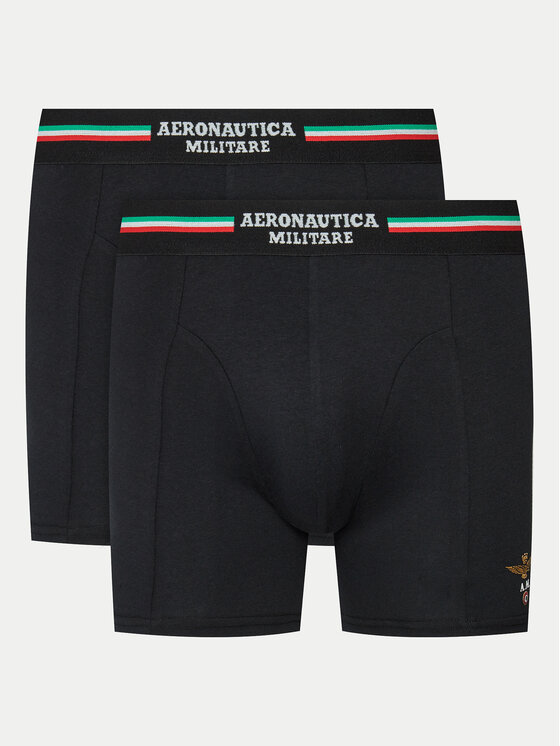 Lot de 2 boxers Homme Aeronautica Militare, Taille : L, Noir, AM1UBX002