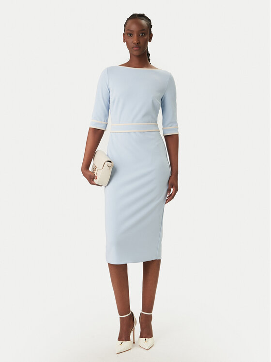 Rinascimento Rinascimento Rochie cocktail CFC0127991003 Albastru celest Slim Fit