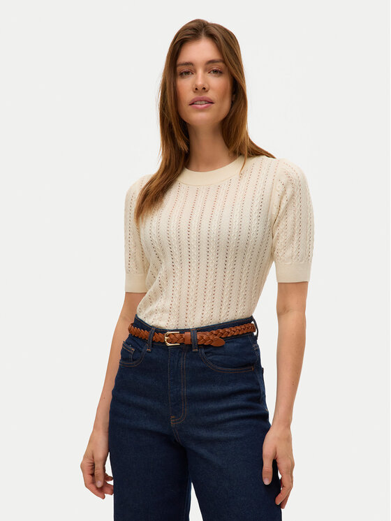 Vero Moda Pulover Morena 10321893 Bej Slim Fit