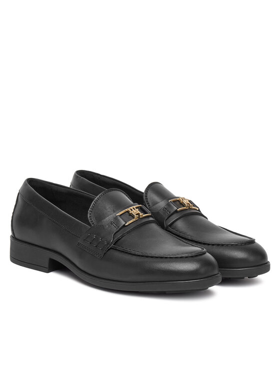 Tommy Hilfiger Tommy Hilfiger Loafersy Th Logo Leather Loafer FW0FW08705 Czarny