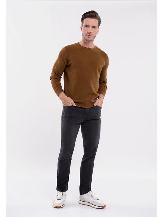 Volcano Volcano Sweter S-BRADY Brązowy Regular Fit