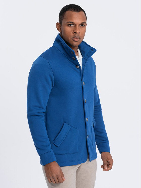 Ombre Ombre Mikina OM-SSZP-0171 Modrá Casual Fit