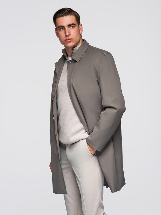 Ombre Ombre Płaszcz zimowy OM-COLC-0144 Brązowy Regular Fit