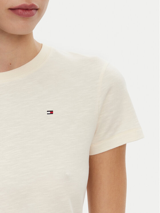 Tommy Hilfiger Tommy Hilfiger T-shirt Slub WW0WW44433 Bež Slim Fit