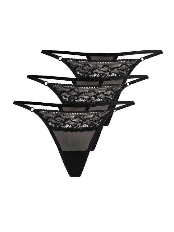 Teyli Teyli Komplet 3 par stringów 647 Czarny