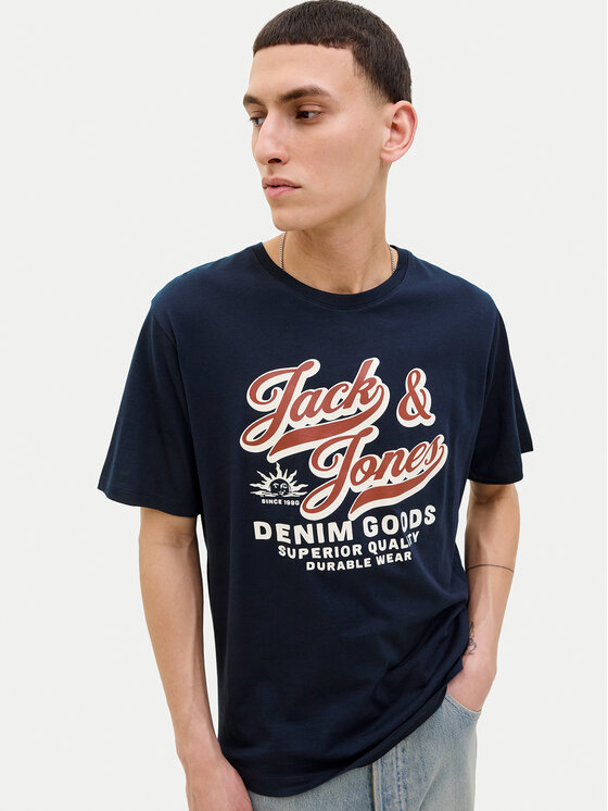 Jack & Jones Jack & Jones T-Shirt Logo 12279535 Granatowy Standard Fit