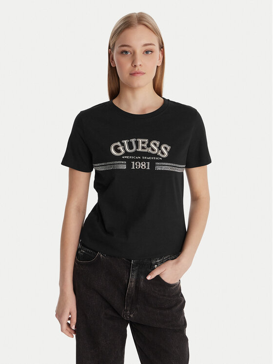 Guess Guess Tričko V6RI16 I3Z14 Čierna Regular Fit