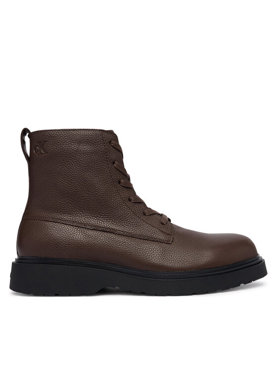Calvin Klein Calvin Klein Gležnjače Combat Ess Lace Up Zip Boot Lth YM0YM01373 Smeđa