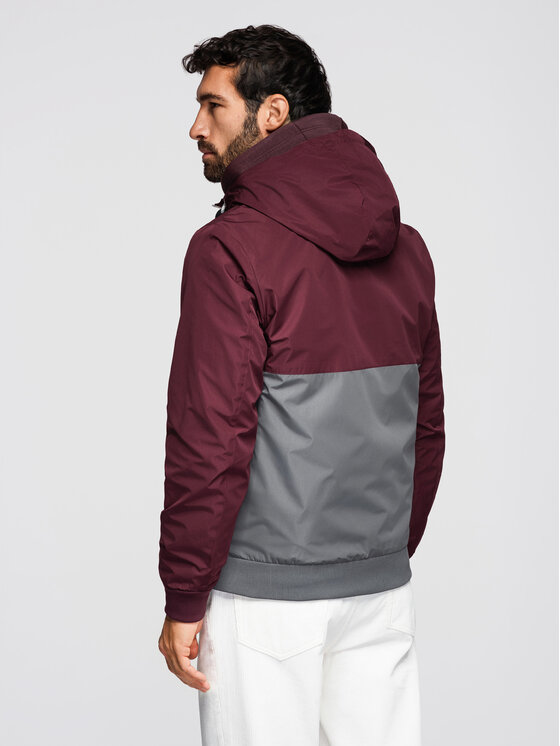 Ombre Ombre Wiatrówka OM-JANP-0242 Bordowy Regular Fit