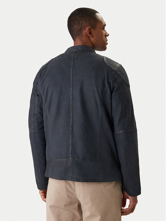 Milestone Milestone Шкіряна куртка Nevio 612203 60780 Cиній Regular Fit