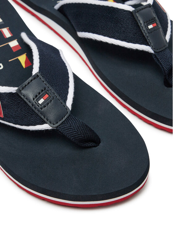 Tommy Hilfiger Tommy Hilfiger Zehentrenner Patch Hilfiger Beach Sandal FM0FM05435 Dunkelblau