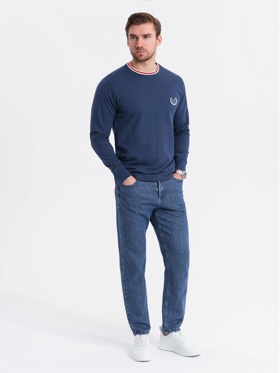 Ombre Ombre Longsleeve OM-LSCL-0128 Niebieski Regular Fit