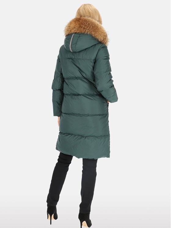Perso Perso Kurtka damska BLH241001FXR Zielony Regular Fit