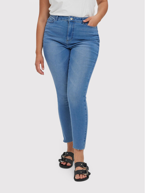 Vero Moda Curve Jeans hlače Loraemilee 10266777 Modra Slim Fit