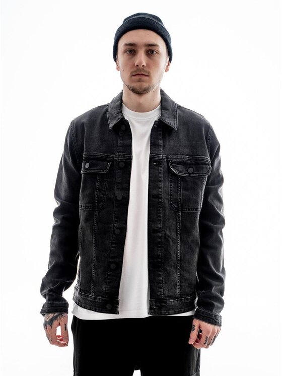Point X Point X Kurtka jeansowa Kurtka Jeansowa Point X Base Big Size Czarna 4XL Czarny Regular Fit
