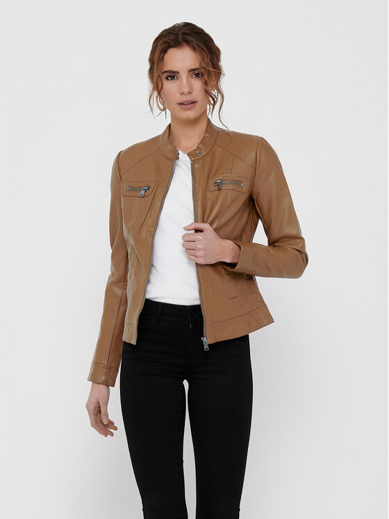 ONLY Geacă din imitație de piele Bandit 15081400 Maro Regular Fit