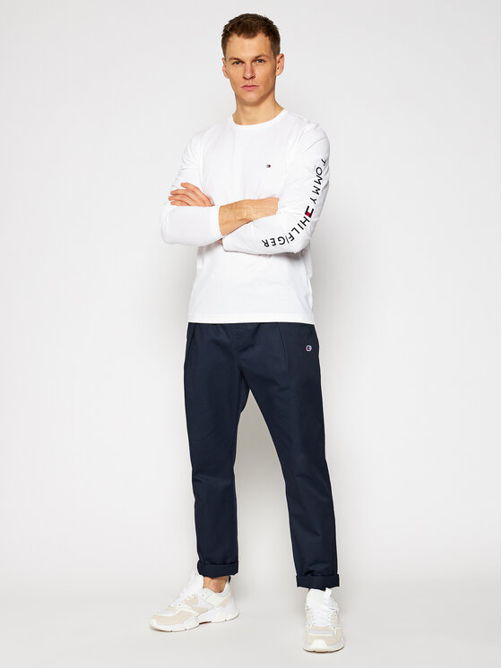 Tommy Hilfiger Tommy Hilfiger Marškinėliai ilgomis rankovėmis Logo MW0MW09096 Balta Regular Fit