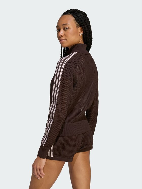 adidas adidas Bluza KNITTED CROCHET FIREBIRD Brązowy Slim Fit