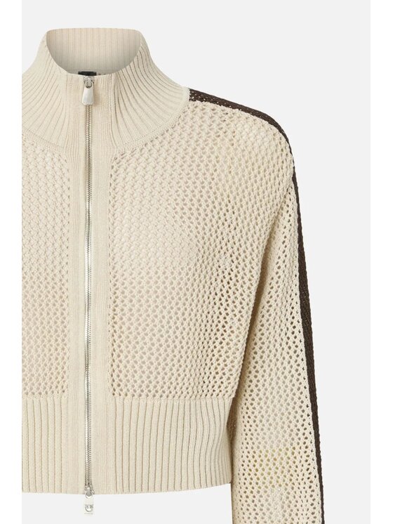 PINKO PINKO Svetr rozpinany Spazio Felpa Krémová Cropped Fit