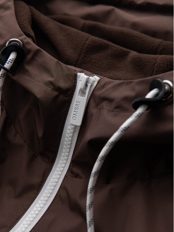 Ombre Ombre Wiatrówka OM-JANP-0242 Brązowy Regular Fit