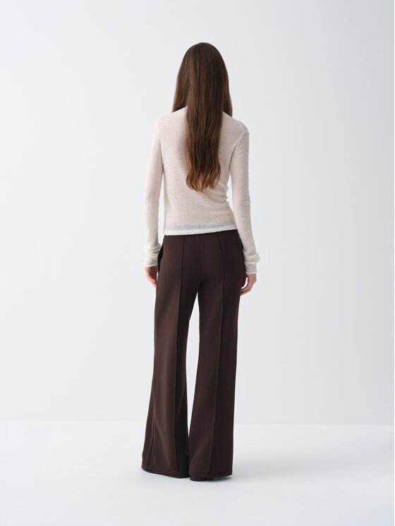 La Mania La Mania Bluzka SHEER Kremowy Basic Fit