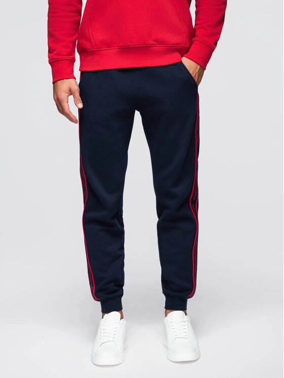 Ombre Ombre Spodnie dresowe OM-PASK-0284 Granatowy Regular Fit