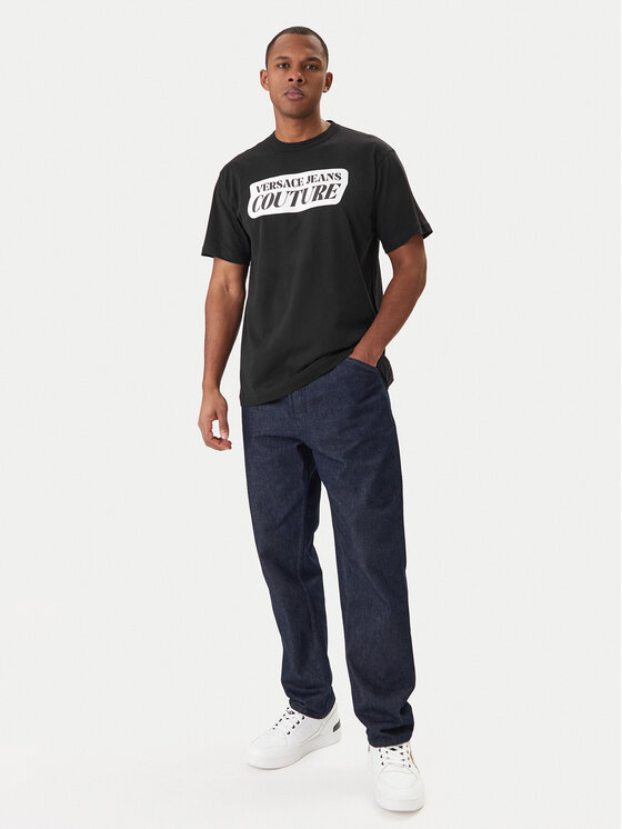 Versace Jeans Couture Versace Jeans Couture Póló 80GAHT17 CJ00T Fekete Regular Fit