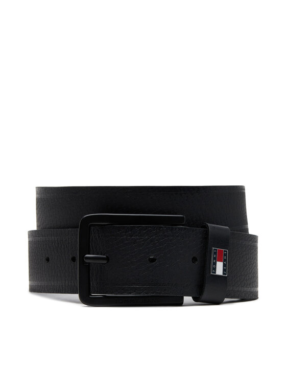 Tommy Jeans Tommy Jeans Ζώνη Ανδρική Tjm Elevated Flag Leather 3.5 AM0AM13291 Μαύρο