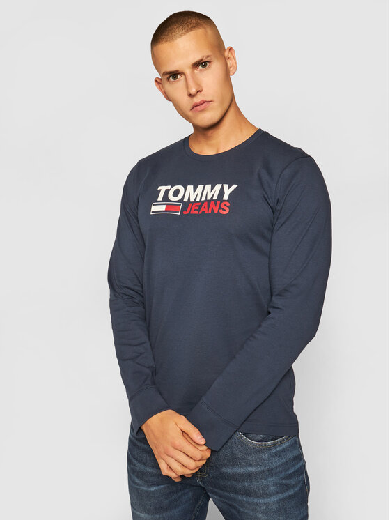 Tommy Jeans Manches longues Crop Logo DM0DM09487 Bleu marine Regular Fit •  Modivo.fr