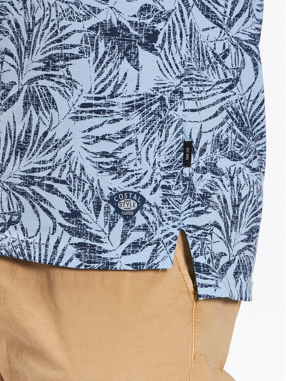 INDICODE INDICODE T-Shirt Palme 40-935 Niebieski Regular Fit