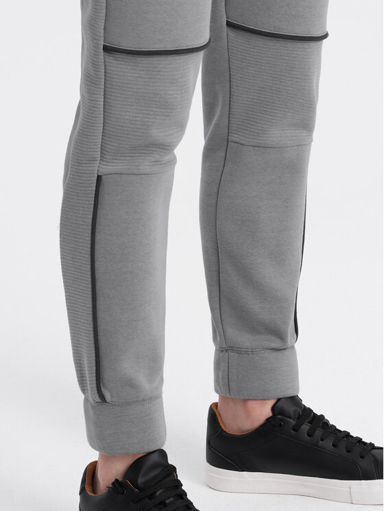 Ombre Ombre Spodnie dresowe OM-PASK-0145 Szary Regular Fit