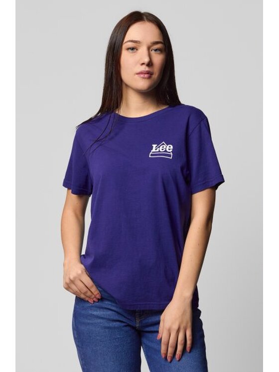 Lee Lee T-Shirt MINI LOGO TEE Niebieski Regular Fit